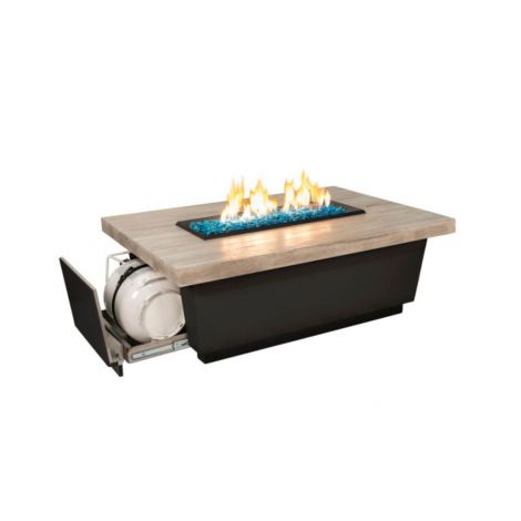 American Fyre Designs 52" Reclaimed Wood Contempo Rectangle LP Gas Drawer Tank Firetable