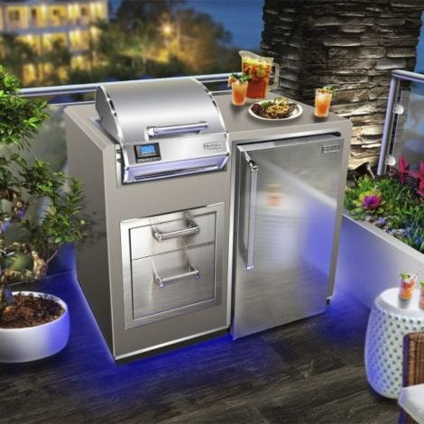 Fire Magic ID251-R-44SM Electric Grill Island w/ Refrigerator & Double Drawers